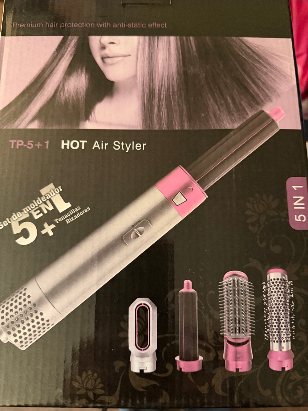 HOT Air Styler 5-in-1 Hair Tool - Pink and Silver